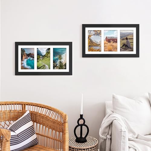 DUENPY 8x14 Collage Picture Frame, 4x6 Collage Picture Frame Displays Three 4x6 inch Photos, or 8x14 (Without Mat) for Ava...