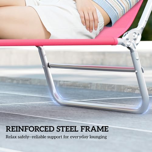 Outsunny Folding Chaise Lounge Chair, Pool Sun Tanning Chair, Outdoor Lounge Chair with Reclining Back, Breathable Mesh Se...