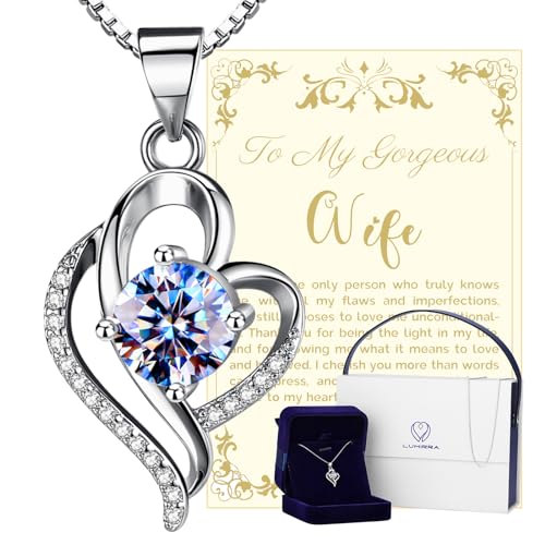 Wedding Anniversary Jewelry Gift for Wife from Husband, Wife Birthday Gift Idea, 1 Carat Moissanite Diamond Pendant Neckla...