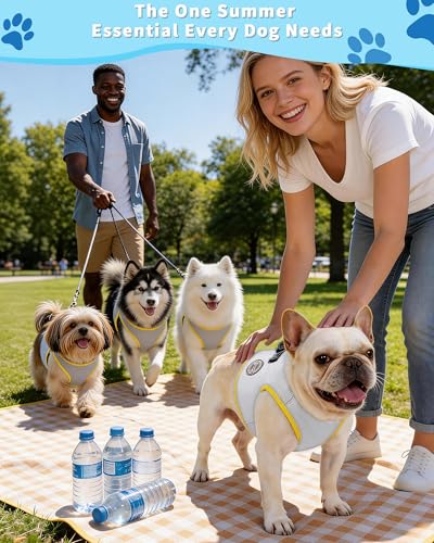 Huafly Dog Cooling Vest with Instant Chill-Heat Reflective Mesh Evaporative Dog Cooling Shirt,Adjustable Quick Release Coo...