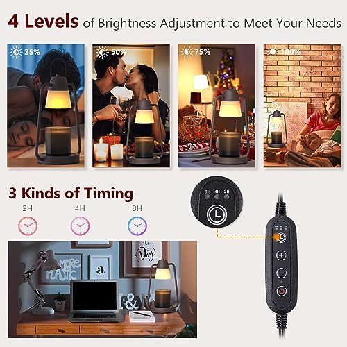 Candle Warmer Lamp with Timer for Women, Dimmable Electric Wax Warmer Lamp for Jar Candles, Candle Lamp Warmer with 2 Bulb...