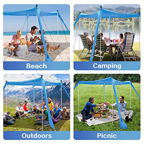 YENGIAM Beach Canopy Beach Tent UPF50+ 11x11 FT Easy to Setup Extra Windproof Rope Sun Shelter Beach Shade Canopy with 4 S...