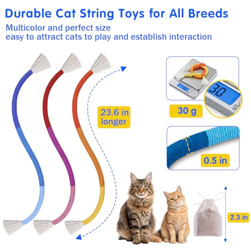 Retro Shaw Cat Toys Chew Ropes with Refillable Natural Catnip for Indoor Cats Safe Teeth Cleaning Interactive Kitten Nip K...