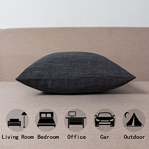 Jeanerlor Pack of 2 Decor Burlap Natural Style Lined Linen 18x18 inch Throw Pillow Cases Cushion Cover for Living Room/Chr...