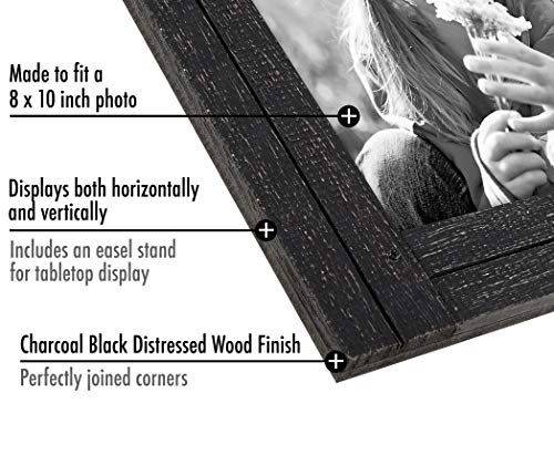 Americanflat 8x10 Picture Frame with Polished, Crystal Clear Glass - Hampton Collection - Distressed Wood Picture Frames f...