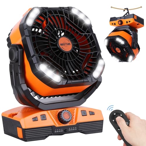 WESTTREE 20000mAh Camping Fan Oscillating Portable Fan Battery Powered Fans Rechargeable Camping essentials with Light Hoo...