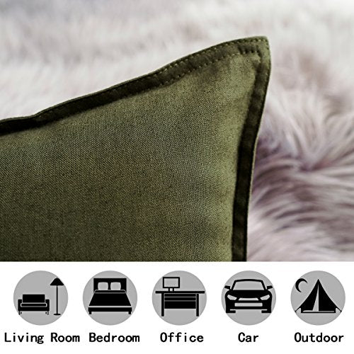 Jeanerlor Cotton Linen Square Decorative Throw Pillow Case Cushion Cover with Twin Needles Stitch on Edge,for Wedding Part...