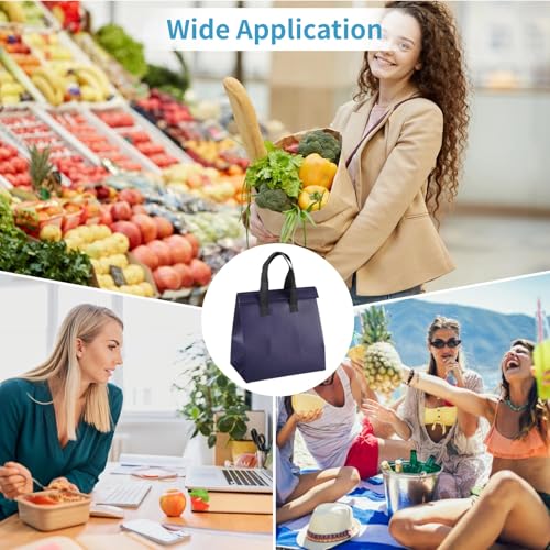 50 PCS Insulated Cooler Bags, Large Thermal Tote with Aluminum Foil & Adhesive Closure, Waterproof Portable Grocery Bag fo...
