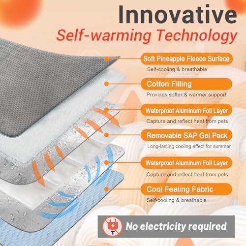 Self Warming Cat Bed Mat for Indoor Cat & Small Dogs, 26" x 17" Double-Sided Dog Warming Mat & Self Cooling Pet Pad, Refle...