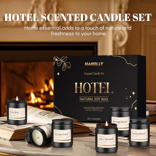 Hotel Scented Candles Set, 6 Pack Candles for Home Scented, Luxury Aromatherapy Jar Candle Gifts for Men & Women, Natural ...