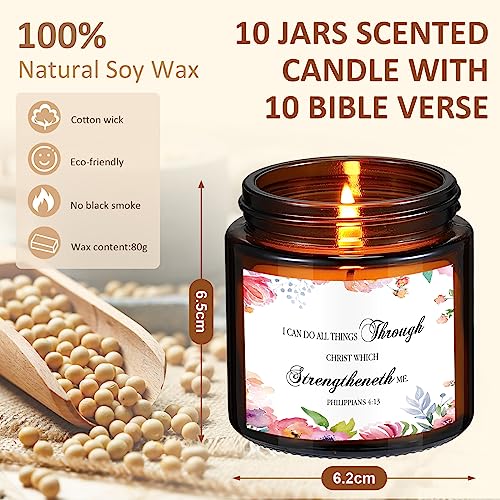 MTLEE 10 Jars Christian Religious Scented Candles 3.5oz Stress Relief Aromatherapy Gifts Natural Soy Decorative Long Lasti...