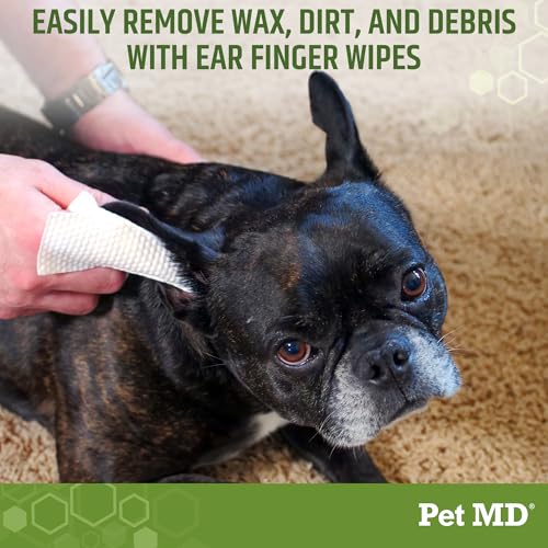 Dog Ear Cleaning Finger Wipes with Aloe Vera & Eucalyptus Oil – Veterinarian Formulated Pet Ear Wipes for Dog Ear Care – M...
