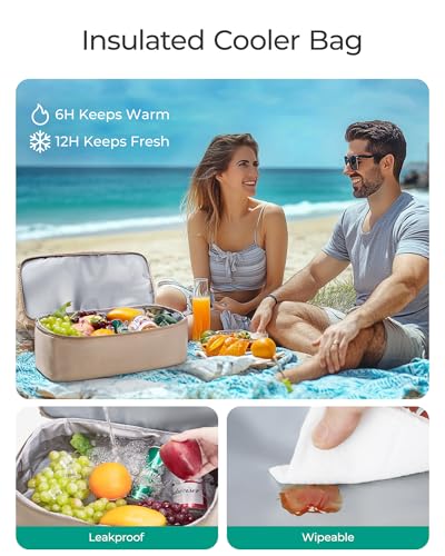 BAGSMART Beach Bag for Women, Mesh Tote Bags with Zipper, Sandproof Vacation Essentials with Cooler for Swim Cruise Pool