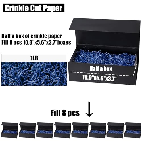 Koogel 1LB Blue Crinkle Paper Filler, Crinkle Cut Shredded Confetti for Basket Filling Graduation Boyfriend Birthday Hoild...