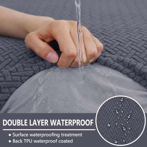 hyha Waterproof Couch Cushion Covers, Stretch Magic Sofa Covers Washable, Thick Jacquard Fabric, Waterproof Sofa Couch Cov...