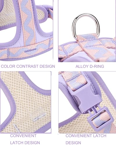 Petank Purple Medium Dog Harness for Medium Dogs, No Pull Dog Harness with 2 Leash Clips, Puppy Harness, Adjustable Dog Ve...