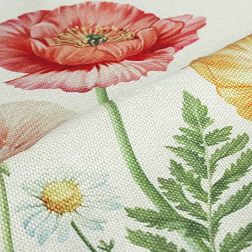 Bonhause Spring Floral Throw Pillow Covers 18x18 Set of 4 Garden Flower Butterfly Outdoor Decorative Pillows Case Polyeste...