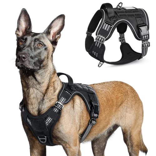 rabbitgoo Tactical Dog Harness for Large Dogs, No Pull Military Service Vest with Handle & Molle, Easy Control for Trainin...
