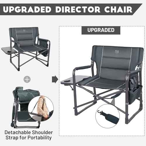 Timber Ridge XXL Upgraded Oversized Directors Chairs with Foldable Side Table, Detachable Side Pocket, Heavy Duty Folding ...