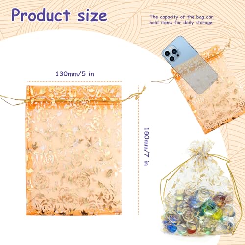 100Pcs 5x7 Inch Organza Gift Bags 10 Colors Drawstring Mesh Bag for Jewelry Wedding Favor Festival Candy Gift Pouches Chri...