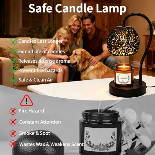 Saertiloki Earth Candle Warmer Lamp with Timer Dimmable, Home Decor & Gifts for Mom Women Wife, Safe Flameless Candle Warm...