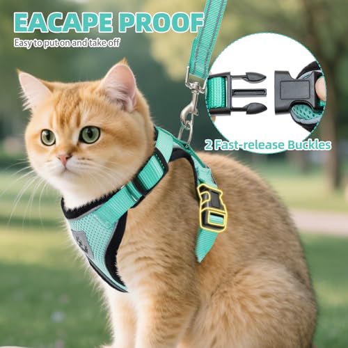 PUPTECK Cat Harness and Leash Set Escape Proof Reflective Cat Walking Harness Adjustable Soft Breathable Mesh Vest for Sma...