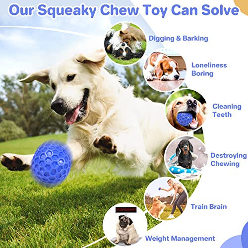 DISSKNIC Indestructible Squeaky Dog Ball, Relieves Anxiety, Cleans Teeth, Interactive Chew Toy for Aggressive Chewers, Dog...
