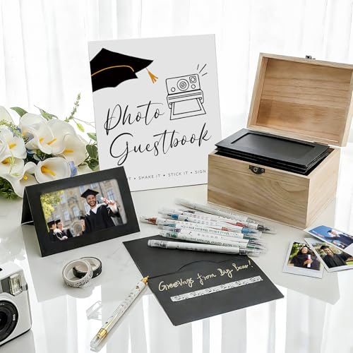 Epakh Class of 2026 Graduation Wishes Cards Box Graduation Party Photo Frame Note Cards for 4" x 6" Photos with 10 Metalli...