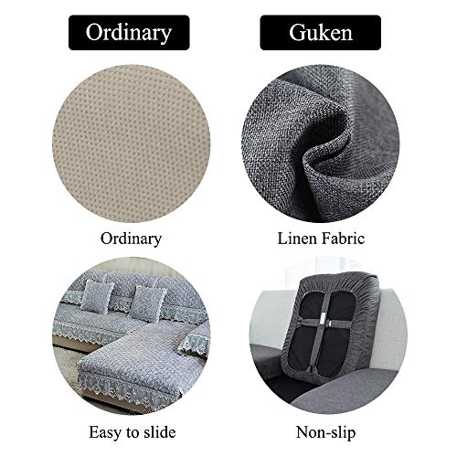 Naturoom Linen Couch Cushion Covers, Sofa Furniture Protector Slipcover with Bottom Tie Rope, Soft Non-Slip Wrinkle Sticky...
