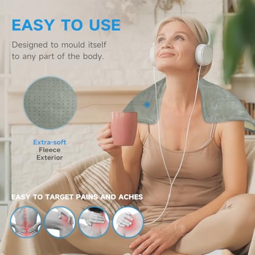 GOTCOZY Heating Pad for Back Pain Relief & Cramps,Electric Heating Pads for Neck and Shoulders with 2H-Auto Shut Off and 5...