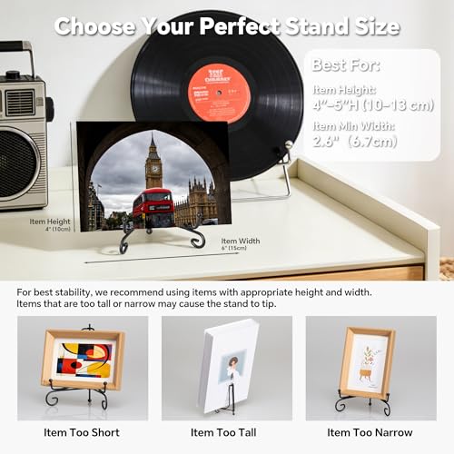 (4 pack)Iron Display Stand, Black Iron Easel Plate Display Photo Holder Stand, Displays Picture Frames, Decorative Plates,...