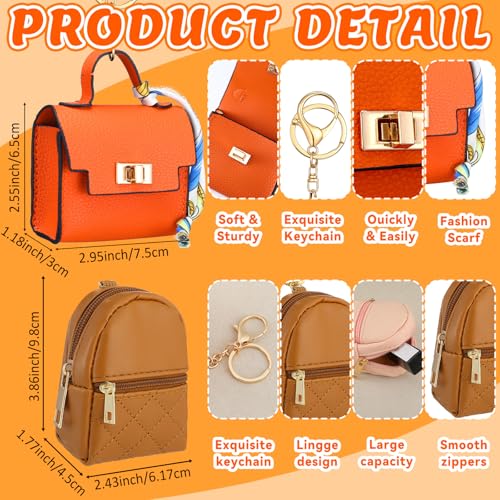 Tondiamo 8 Pcs Mini Backpack Keychain for Women Mini Bag Charms Cute Coin Purse Small Change Pouch Pocket Wallet Headset B...