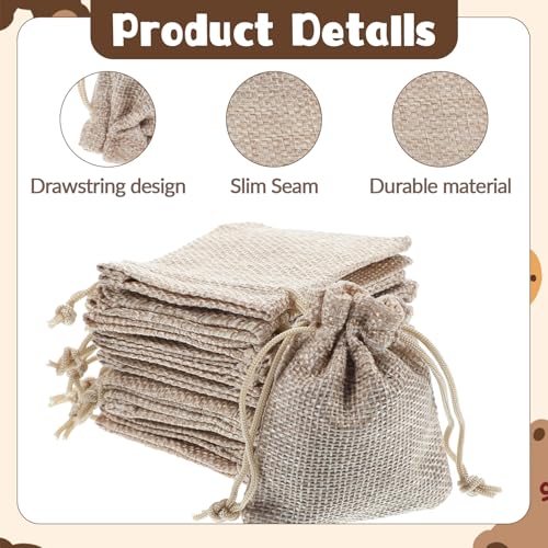 QfwdfcTrenz 20pcs Small Burlap Gift Bags, 2.7 X 3.5 Inch Linen Brown Small Burlap Bags With Drawstring Small Gift Pouches ...