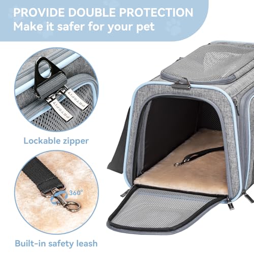 Petsfit Expandable Small Cat Carriers Dog Carrier, Airline Approved Soft-Sided Portable Washable Pet Travel Carrier with T...