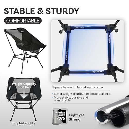 MARCHWAY Ultralight Folding Camping Chair, Heavy Duty Portable Compact for Outdoor Camp, Travel, Beach, Picnic, Festival, ...