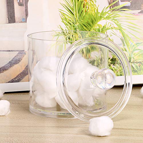Hipiwe Cotton Ball and Swab Organizer with Lid Apothecary Acrylic Jar Makeup Qtip Organizer Bathroom Storage Canister Jar ...