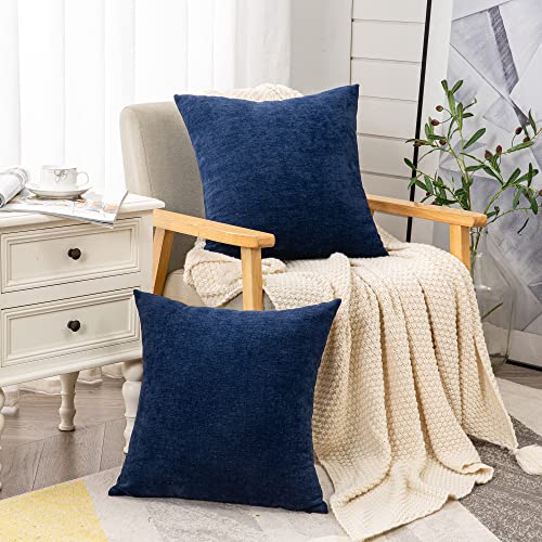 GAWAMAY Decorative Square Throw Pillow Covers 18"x18" Inch Set of 2, Super Soft Chenille Pillows Cover Fall Pillowcase for...