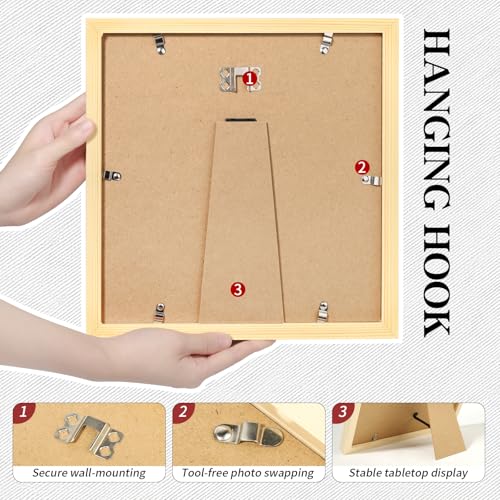 Picture Frames 10x10 2 Pack Made of Solid Wood Black for Wall Mounting and Tabletop Display