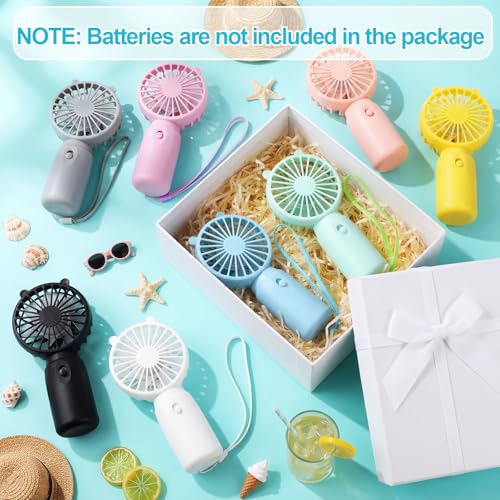 Glooglitter 16 Pcs Mini Portable Fans Bulk Handheld Battery Operated Fan with Lanyard for Makeup Eyelash, Cooling Lightwei...