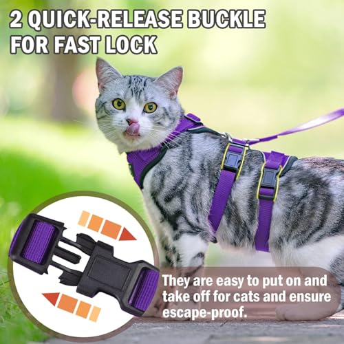 PUPTECK Cat Harness and Leash Set Escape Proof for Walking, Breathable Mash Vest Adjustable Harness for Cats Puppy Small A...