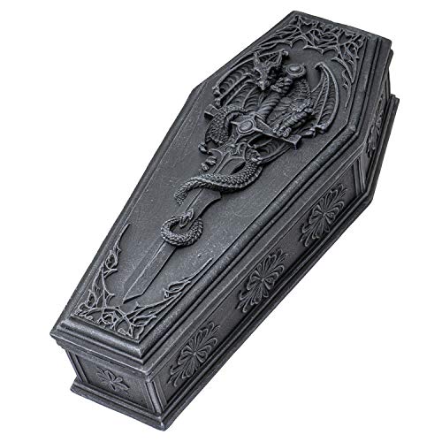 SUMMIT COLLECTION Gothic Dragon Sword Coffin Keepsake Box Collectible Sculpture Trinket Box 10 Inches
