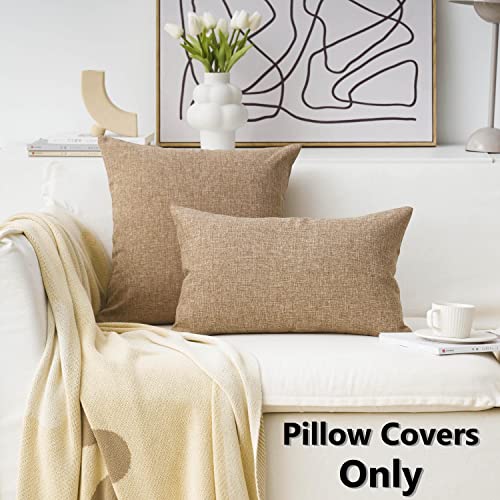 Home Brilliant Textured Burlap Linen European Pillowcase Pillow Sham Large Cushion Cover for Sofa, 24x24(60cm), Natural Linen
