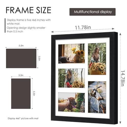 DUENPY 11x14 Collage Picture Frame, 4x6 Collage Picture Frame, Displays Five 4x6 inch Photos, or 11x14 (Without Mat) Wall ...