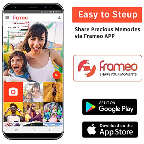 Frameo 10.1 inch Digital Picture Frame WiFi Smart Digital Photo Frame Wood IPS HD 1280 * 800 1080P Touch Screen Auto-Rotat...