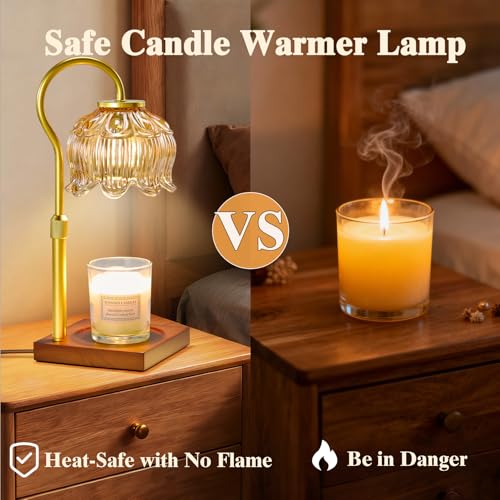 Shevvi Candle Warmer Lamp with Timer, Dimmable Candle Warmer for Jar Candles, Gifts for Women Mom, Height Adjustable Wax M...