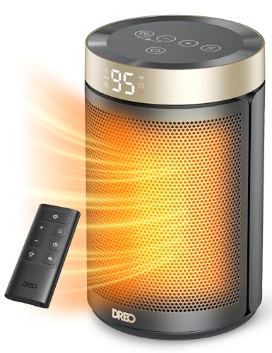 DREO Space Heater, Portable Electric Heaters for Indoor Use with Thermostat and Remote, 2024 Upgraded, Digital Display, 12...