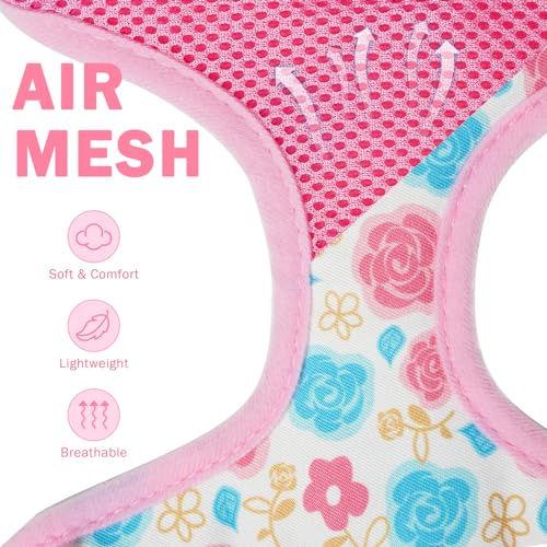 SCENEREAL Small Dog Harness Collar and Leash Set, Adjustable No Pull Pet Harnesses, No Chock Soft Mesh Step in Vest for Do...