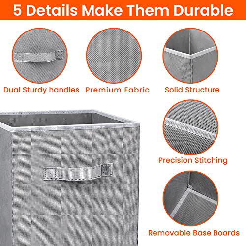 Criusia Storage Cubes - 11 Inch Heavy Duty Fabric Closet Bins for Shelves, Cube Organizer - 8 Pack Collapsible Decorative ...
