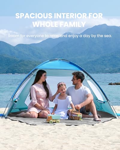 OutdoorMaster Beach Tent for 3/4/6/8 Person - Easy Setup Sun Shade Shelter, Portable Beach Shade Sun Canopy with UPF 50+ U...