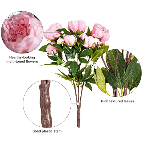 Vickerman Everyday Artificial Pink Peony Bunch 23" Long - Premium Faux Floral Decor for Wedding or Everyday Arrangements -...